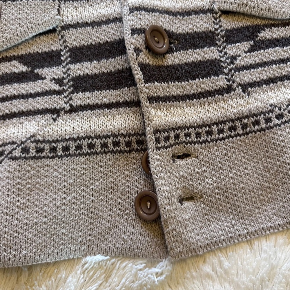 Western Bucking Bronc Rodeo Horse Cowichan Knit Traditional Button Front Sweater - Picture 8 of 10
